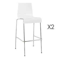 Mes Lot de 2 tabourets de bar design 51x52x103cm COBA - blanc