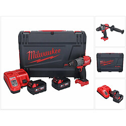 Milwaukee M18 FPD2-502X FUEL Perceuse à percussion sans fil ( 4933464264 ) 18 V Li-Ion + Coffret de transport HD-Box + 2 x Batteries 5,0 Ah + Chargeur 