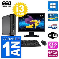 PC HP ProDesk 400 G1 SFF Ecran 19" i3-4130 RAM 16Go SSD 2To Windows 10 Wifi - Occasion