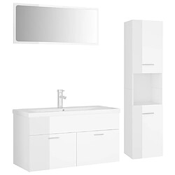 vidaXL Ensemble de meubles de salle de bain Blanc brillant Aggloméré