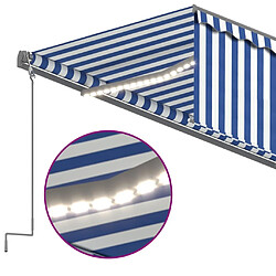 Maison Chic Auvent automatique | Store banne extérieur | Marquise store capteur de vent/LED 5x3m Bleu et blanc -MN32884 pas cher