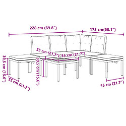 vidaXL Salon de jardin avec coussins 5 pcs noir acier enduit de poudre pas cher