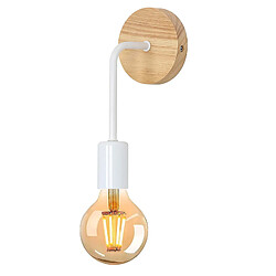 Stoex Lampe Murale Rétro en Bois Appliques Murales Modernes D'Intérieur Appliques Murales Vintage Blanc E27 Pour Chevet, Chambre À Coucher, Hôtel 1PCS 