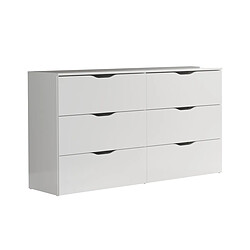 Avis Pegane Commode, meuble de rangement avec 6 tiroirs coloris blanc mat - Longueur 139 x hauteur 80 x profondeur 40 cm