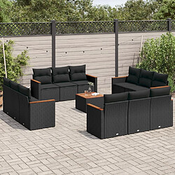 Maison Chic Salon de jardin avec coussins 13 pcs, Ensemble Tables et chaises de jardin, noir résine tressée -GKD172225