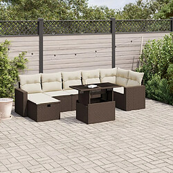 vidaXL Salon de jardin 8 pcs avec coussins marron résine tressée