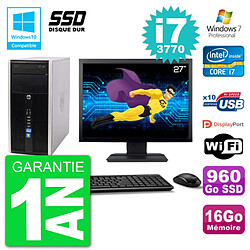 PC HP 6300 MT Ecran 27" Core i7-3770 RAM 16Go SSD 960Go Graveur DVD Wifi W7 · Occasion 