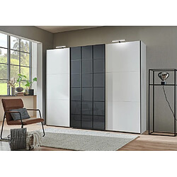 Inside 75 Armoire coulissante ELYSIA 250cm blanc verre gris