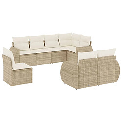 vidaXL Salon de jardin avec coussins 8 pcs beige résine tressée