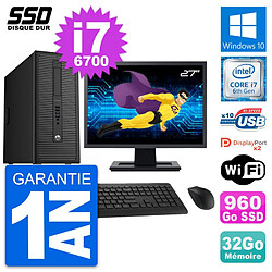 PC Tour HP EliteDesk 800 G2 Ecran 27" i7-6700 RAM 32Go SSD 960Go Windows 10 Wifi · Occasion 