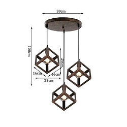 Acheter Stoex Suspension 3 Luminaire Design Cube Métal Industriel Lustre Intérieur Salle à Manger E27 Rouille