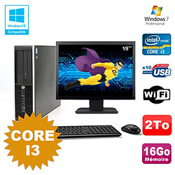 Lot PC HP Compaq 6200 Pro SFF Core i3 3.1GHz 16Go 2To DVD WIFI W7 + Ecran 19 · Occasion 