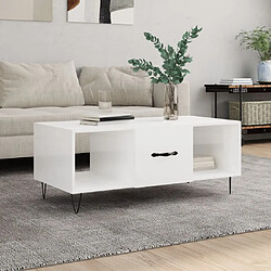 vidaXL Table basse Blanc brillant 102x50x40 cm Bois d'ingénierie 