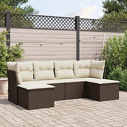 Maison Chic Salon de jardin avec coussins 6 pcs, Ensemble Tables et chaises de jardin, marron résine tressée -GKD814529