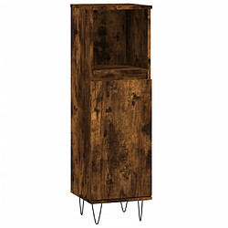 vidaXL Armoire de bain chêne fumé 30x30x100 cm bois d'ingénierie