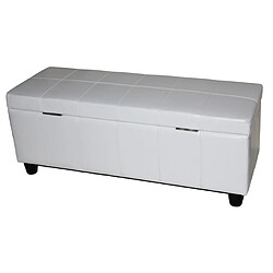 Mendler Banc banquette rembourrée coffre de rangement Kriens, cuir reconstitué, 112x45x45cm ~ blanc 