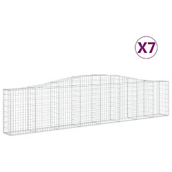 vidaXL Paniers à gabions arqués 7 pcs 400x30x80/100 cm Fer galvanisé