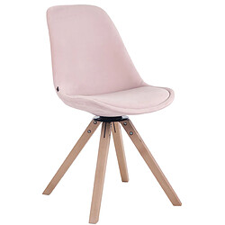 Decoshop26 Chaise de salle à manger x1 chaise visiteur assise pivotant à 360° en velours rose piètement en bois carré clair 10_0003506 