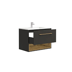 Acheter Vente-Unique Meuble de salle de bain suspendu anthracite avec vasque à encastrer - 80 cm - YANGRA