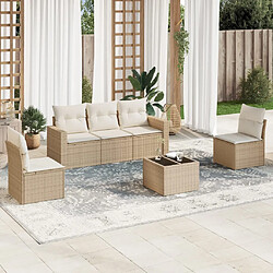 vidaXL Salon de jardin avec coussins 6 pcs beige résine tressée 