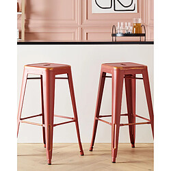 Beliani Tabouret de bar Set de 2 Métal Rouge CABRILLO