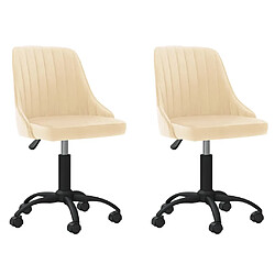 vidaXL Chaises pivotantes à manger lot de 2 crème velours 