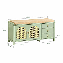 Avis SoBuy FSR129-GR Banc de Rangement, Meuble Banc à Chaussures avec 3 Tiroirs, 1 Coussin Rembourré et 2 Portes Aspect Grille