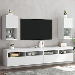 vidaXL Meubles TV avec lumières LED 2 pcs blanc 30,5x30x60 cm