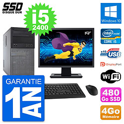 PC Tour Dell 790 MT Ecran 19" Intel i5-2400 RAM 4Go SSD 480Go Windows 10 Wifi · Occasion 