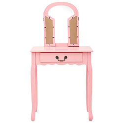 Avis vidaXL Coiffeuse et tabouret Rose 65x36x128 cm Bois de paulownia MDF