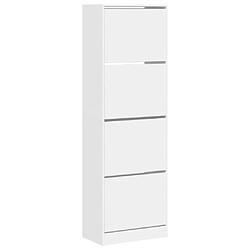 Maison Chic Armoire à chaussures 4 tiroirs | Meuble de rangement à chaussures Meuble d'Entrée rabattables blanc 60x34x187,5 cm -MN43821