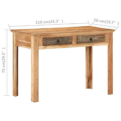 vidaXL Bureau 110x50x75 cm Bois de récupération massif pas cher