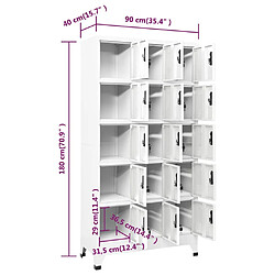 vidaXL Armoire à casiers Blanc 90x40x180 cm Acier pas cher