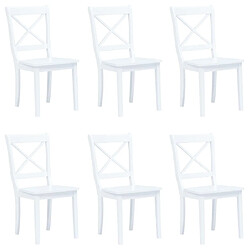 Decoshop26 Lot de 6 chaises de salle à manger cuisine design classique blanc bois d'hévéa massif CDS022151 