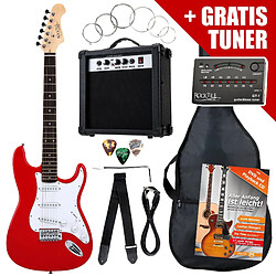 Rocktile ST Pack guitare électrique rouge en SET incl ampli, housse, accordeur, câble, sangle