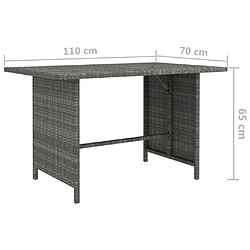 Avis vidaXL Table à dîner de jardin Gris 110x70x65 cm Résine tressée