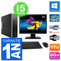 PC HP 8300 SFF Ecran 22" Intel i5-3470 RAM 8Go Disque Dur 1To Windows 10 Wifi - Occasion