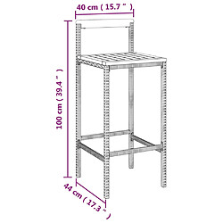 vidaXL Tabourets de bar lot de 2 noir résine tressée et bois d'acacia pas cher