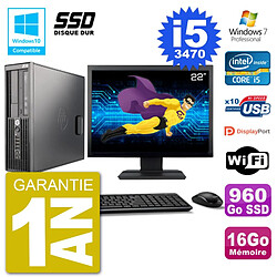 PC HP Z220 SFF Ecran 22" Core i5-3470 RAM 16Go SSD 960Go Graveur DVD Wifi W7 · Occasion 