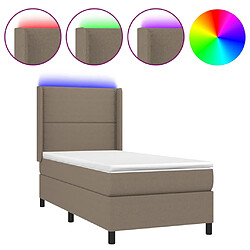 vidaXL Sommier à lattes de lit matelas LED Taupe 100x200 cm Tissu