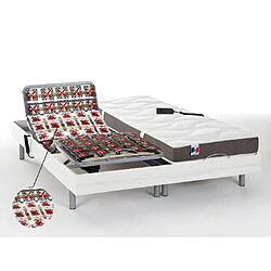 Vente-Unique Lit électrique de relaxation tout plots + matelas 100% latex 3 zones - 2 x 90 x 200 cm - Blanc - JUPITER de DREAMEA 