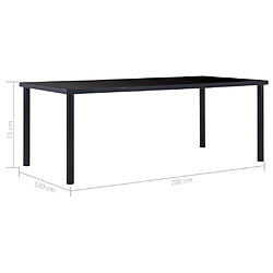 vidaXL Table à manger Noir 200x100x75 cm Verre trempé pas cher