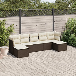 vidaXL Salon de jardin avec coussins 7 pcs marron résine tressée 