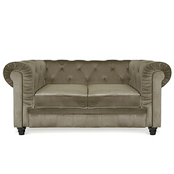 Meubler Design Chesterfield Canapé 2 Places - Velours Taupe - 2 Places Chesterfield