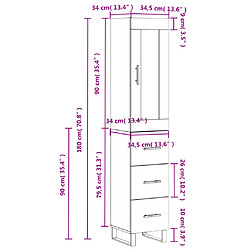 vidaXL Buffet haut Gris béton 34,5x34x180 cm Bois d'ingénierie pas cher