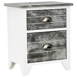 Maison Chic Table de chevet,Table de Nuit,Meuble de Rangement Gris et blanc 38x28x45 cm Bois de Paulownia