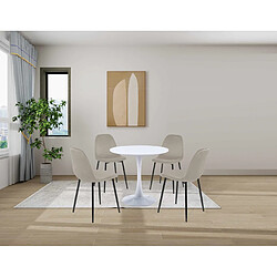 Hooma Lot de 4 chaises scandinaves confortables en velours et métal - Beige