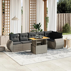 vidaXL Salon de jardin avec coussins 7 pcs gris résine tressée