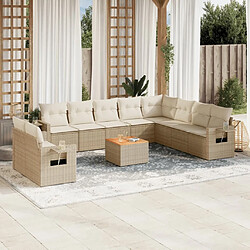 Maison Chic Salon de jardin 11 pcs avec coussins | Ensemble de Table et chaises | Mobilier d'Extérieur beige résine tressée -GKD71753