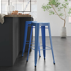 Ahd Amazing Home Design Tabouret Tolix industriel en acier et métal pour bars et cuisines Steel Up, Couleur: Bleu